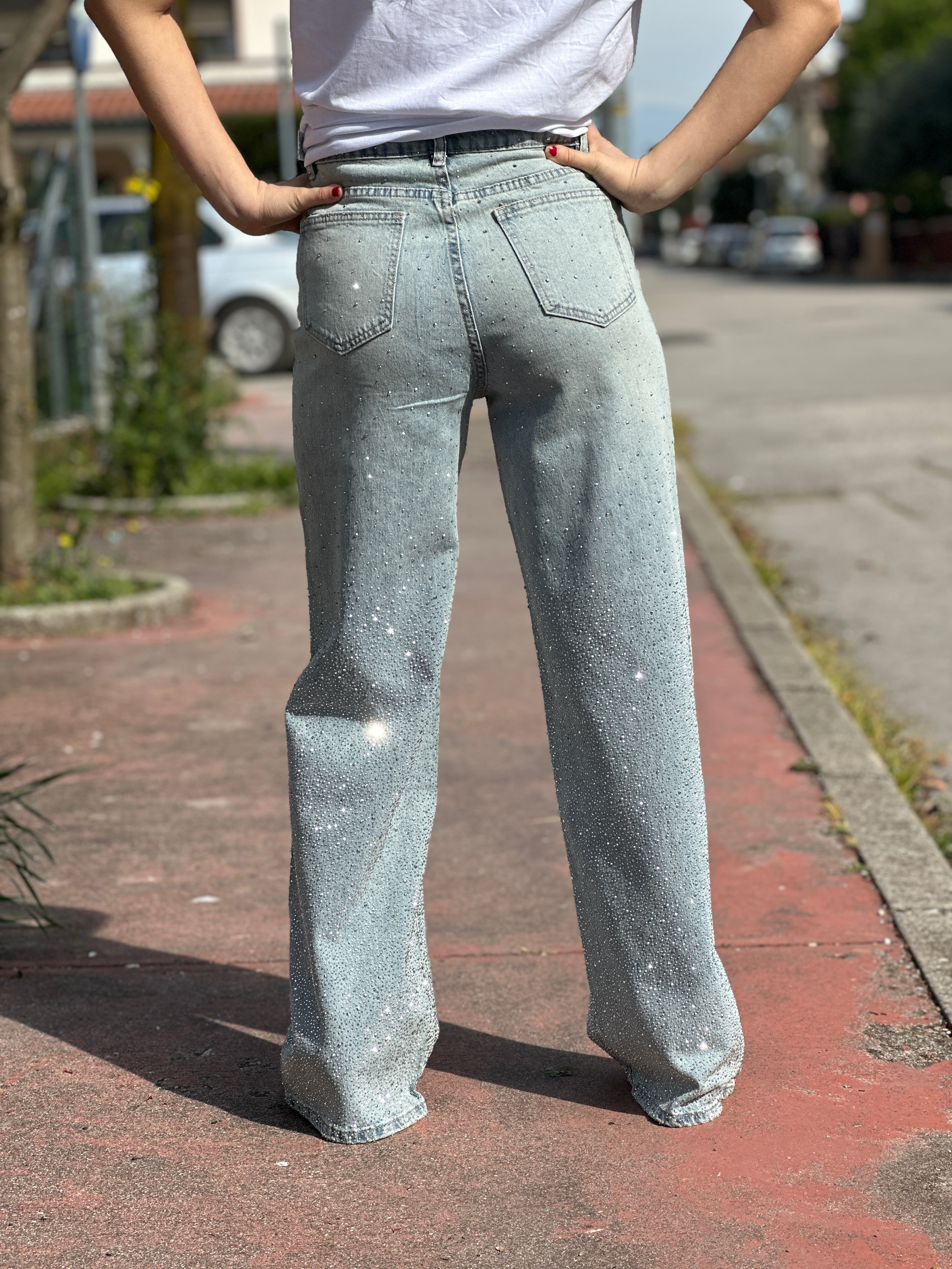 Jeans Tempestato di Strass