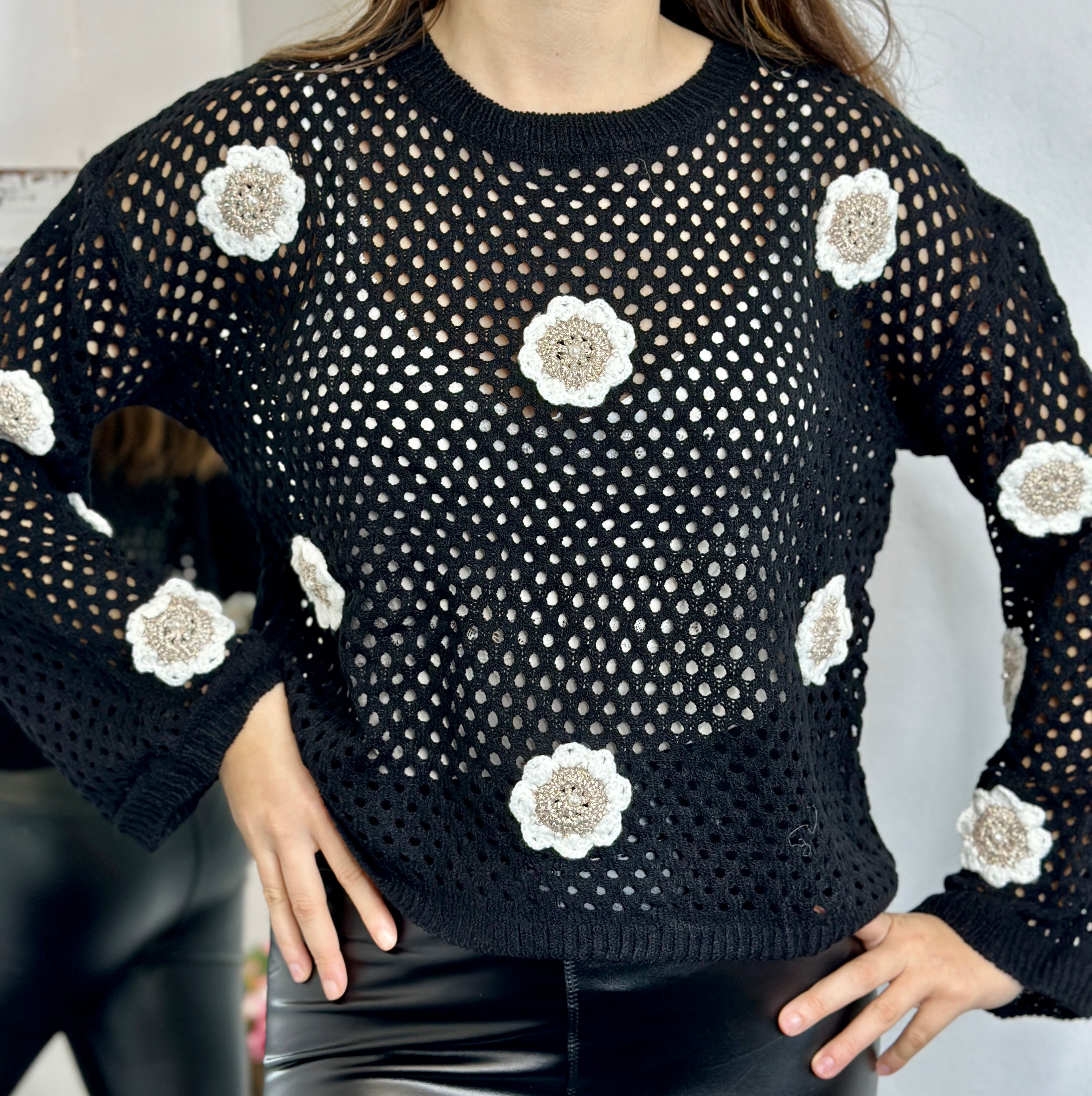 Maglia traforo nera