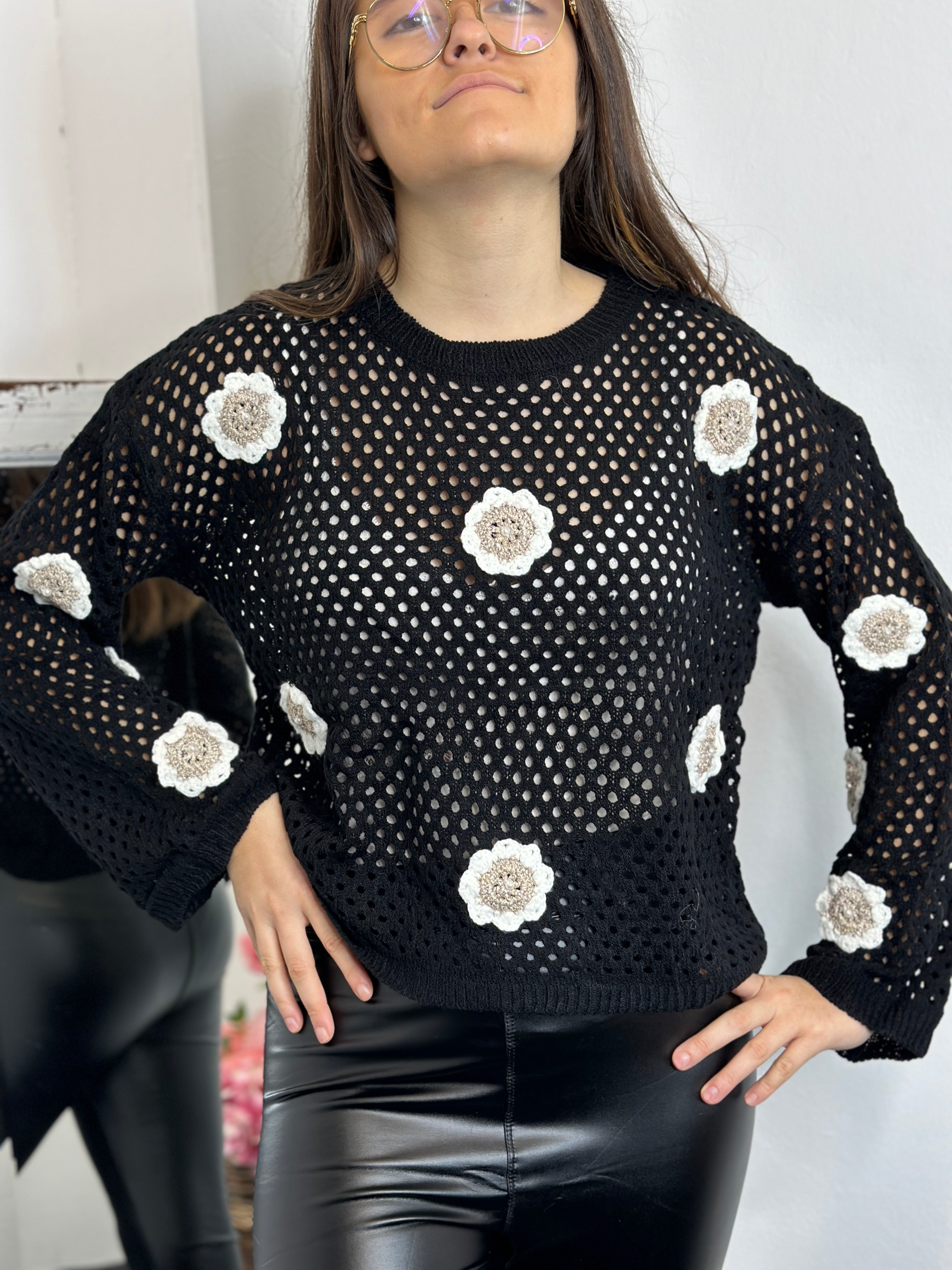 Maglia traforo nera