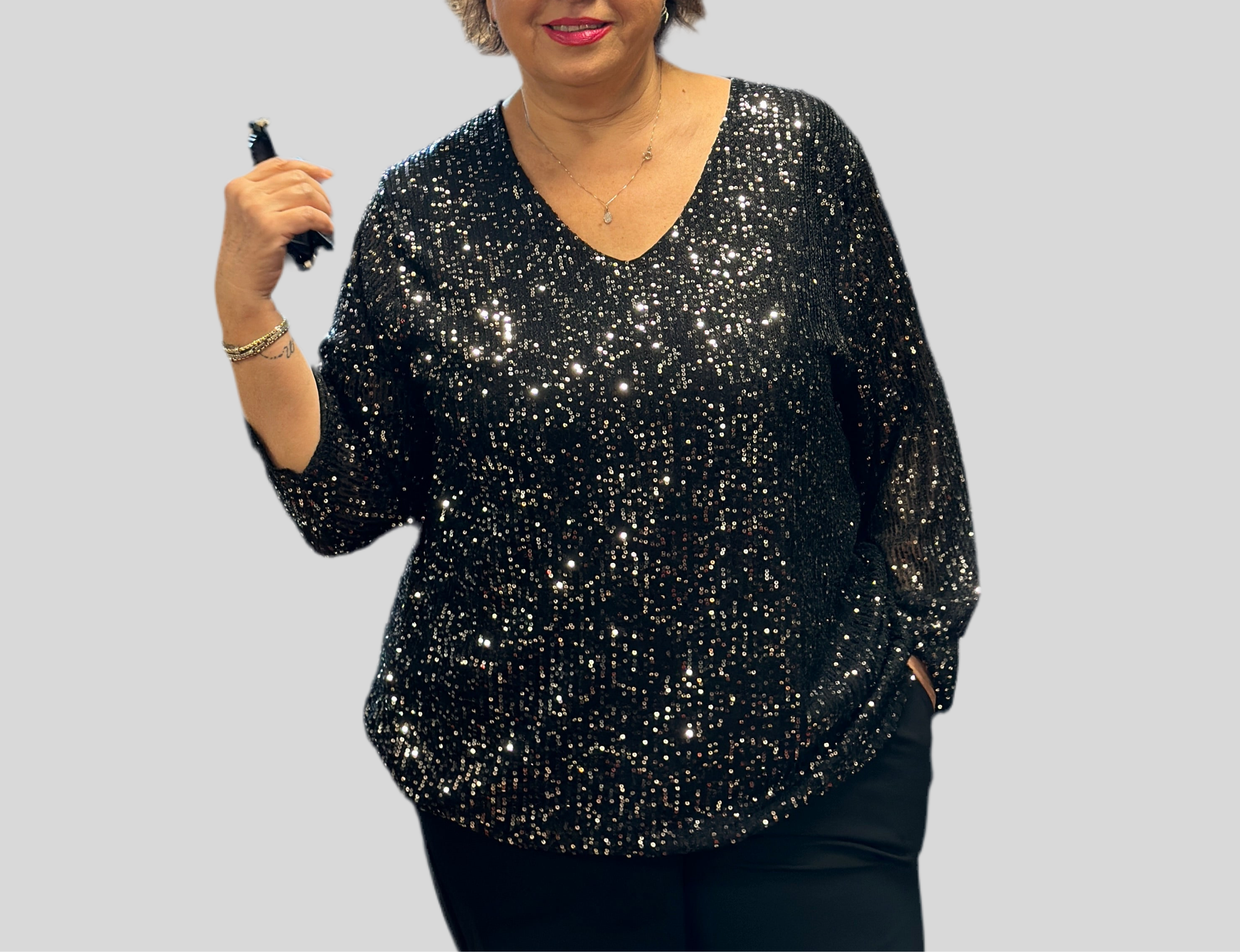 Maglia curvy paillettes