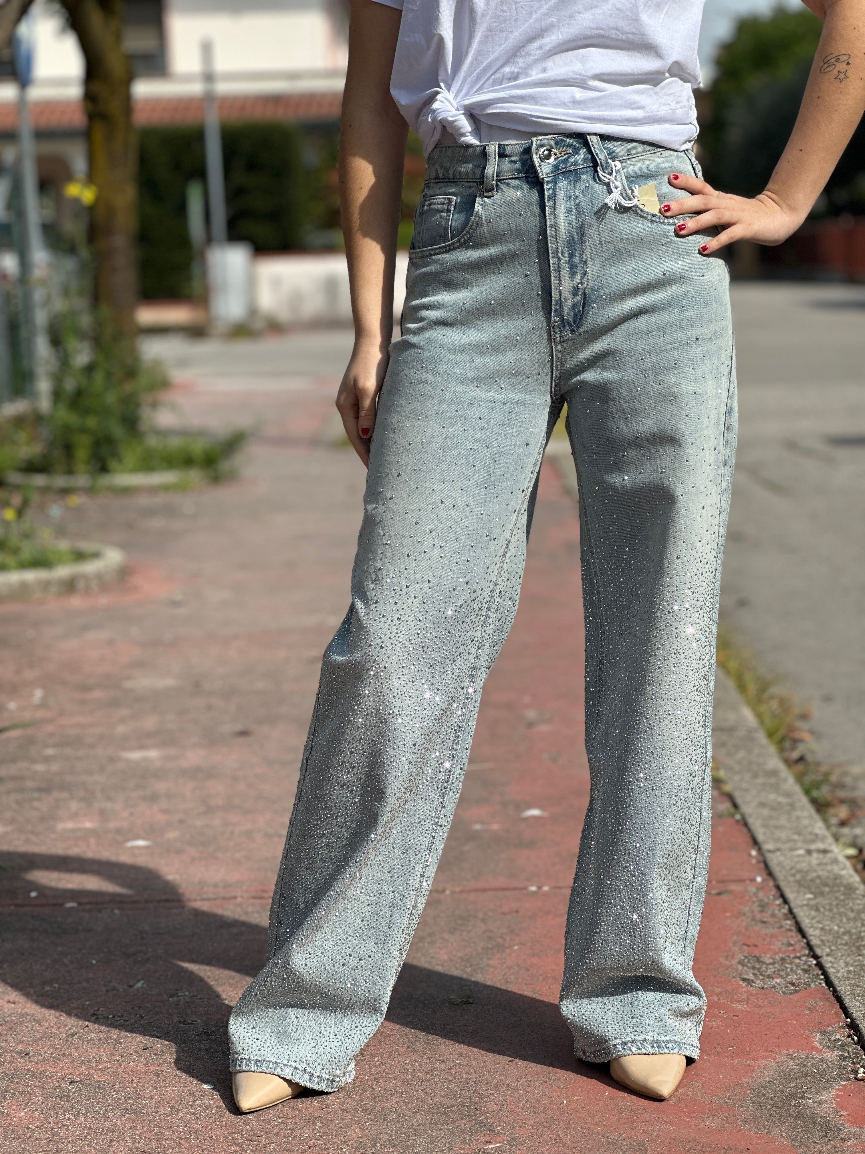Jeans Tempestato di Strass