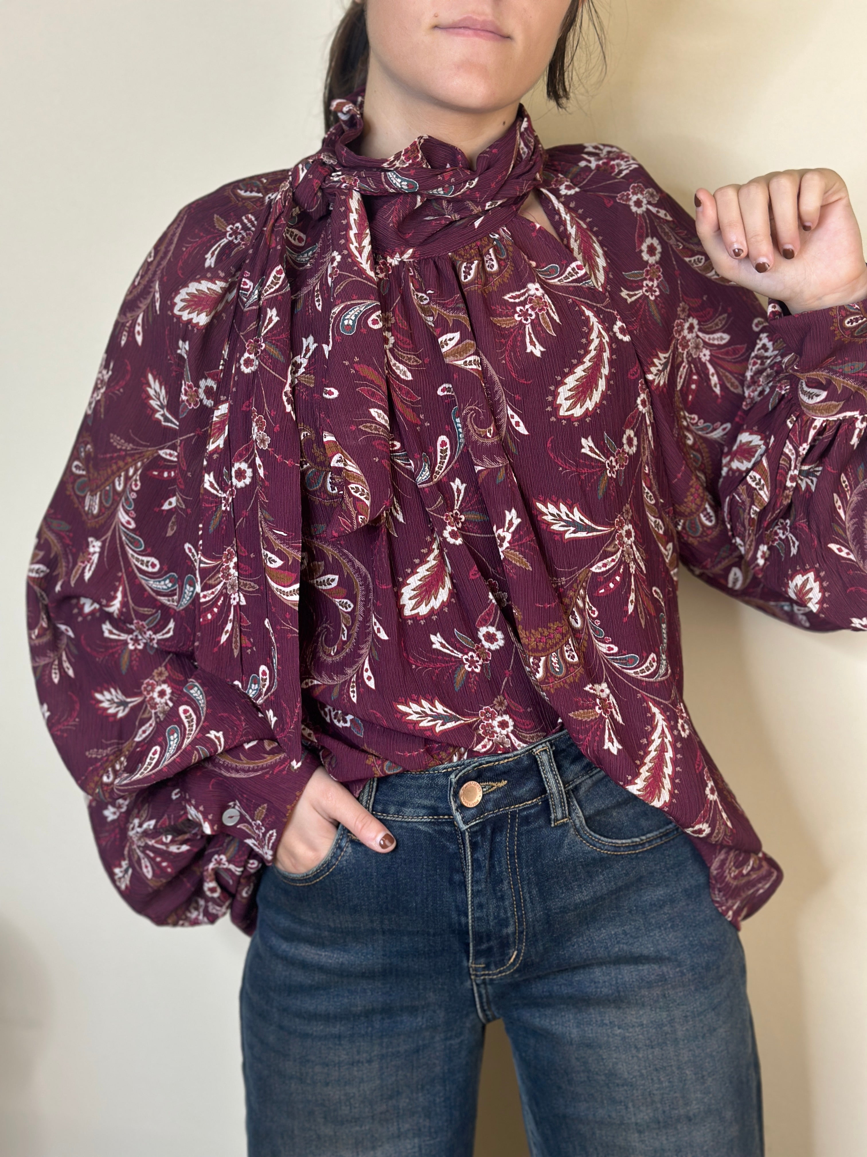 Camicia flower bordeaux