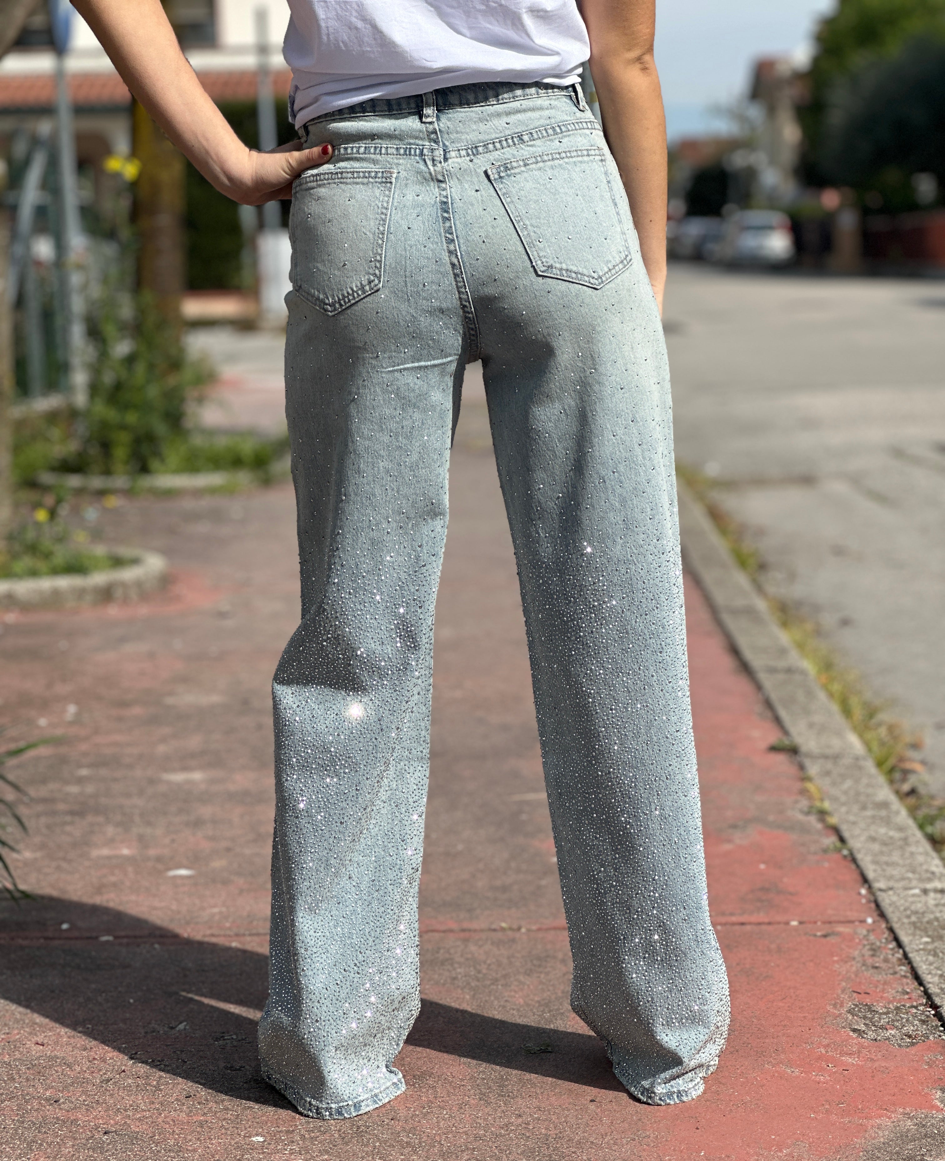 Jeans Tempestato di Strass