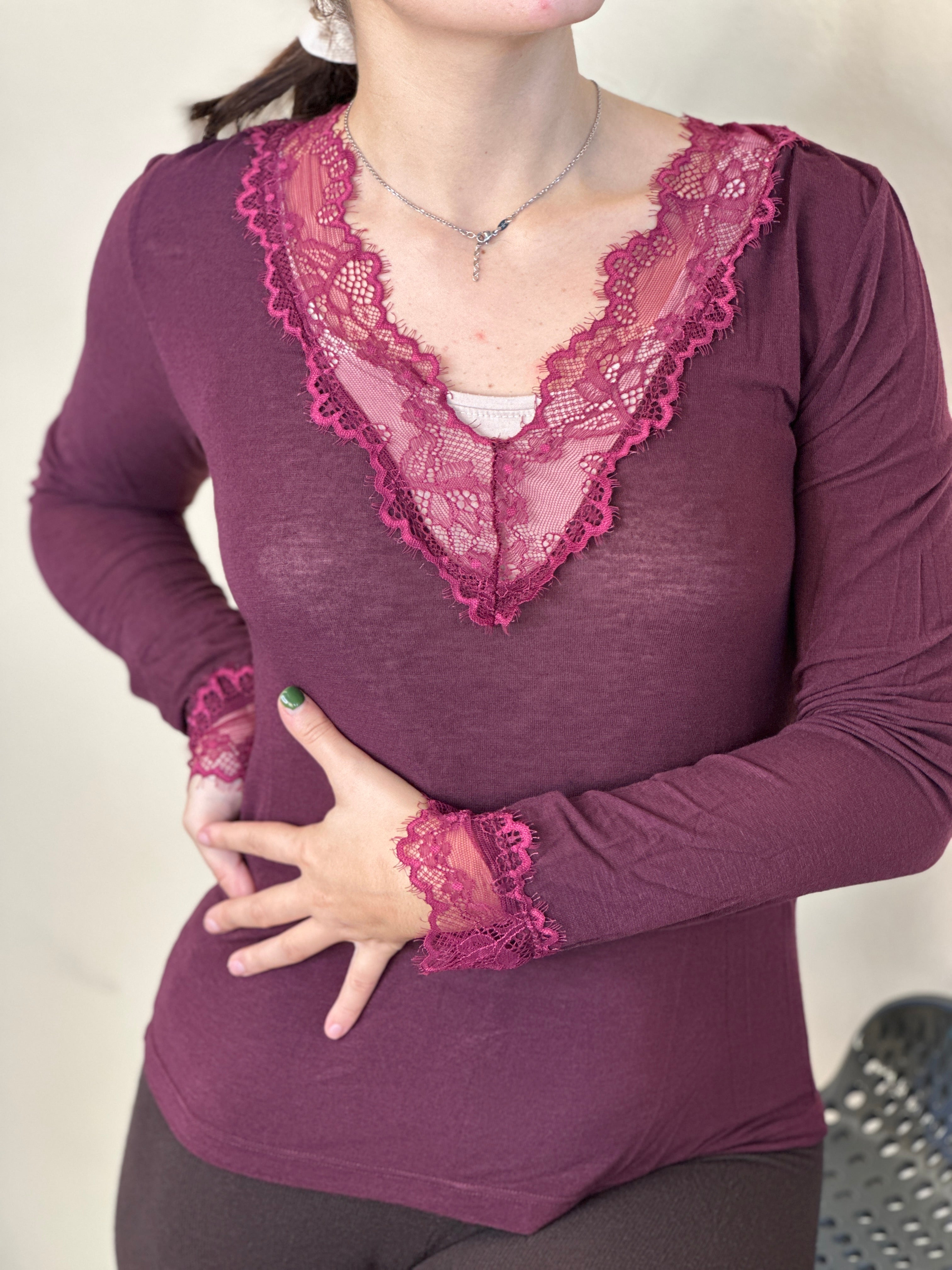 Maglia sottogiacca con pizzo