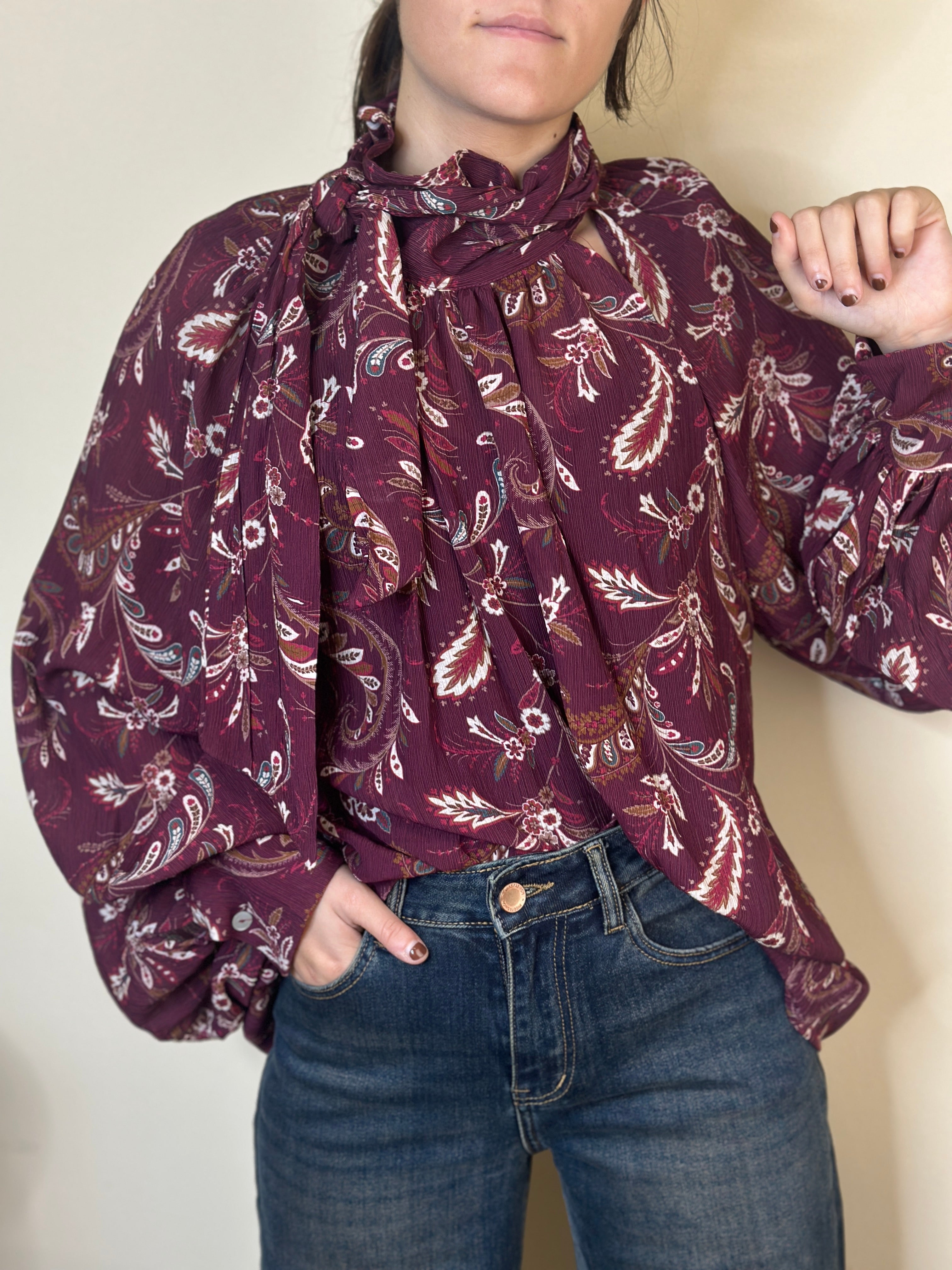 Camicia flower bordeaux