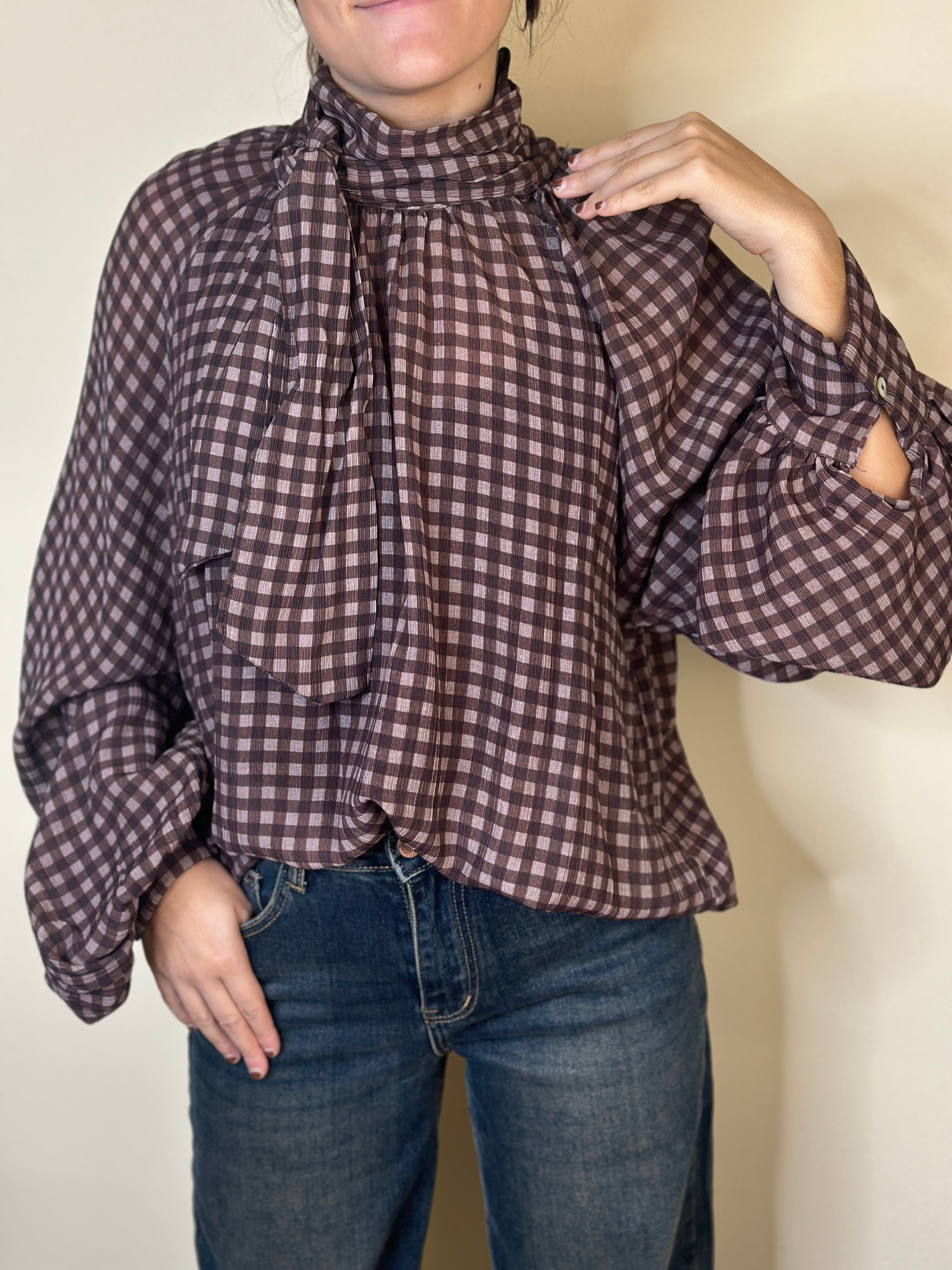 Camicia quadretti marrone