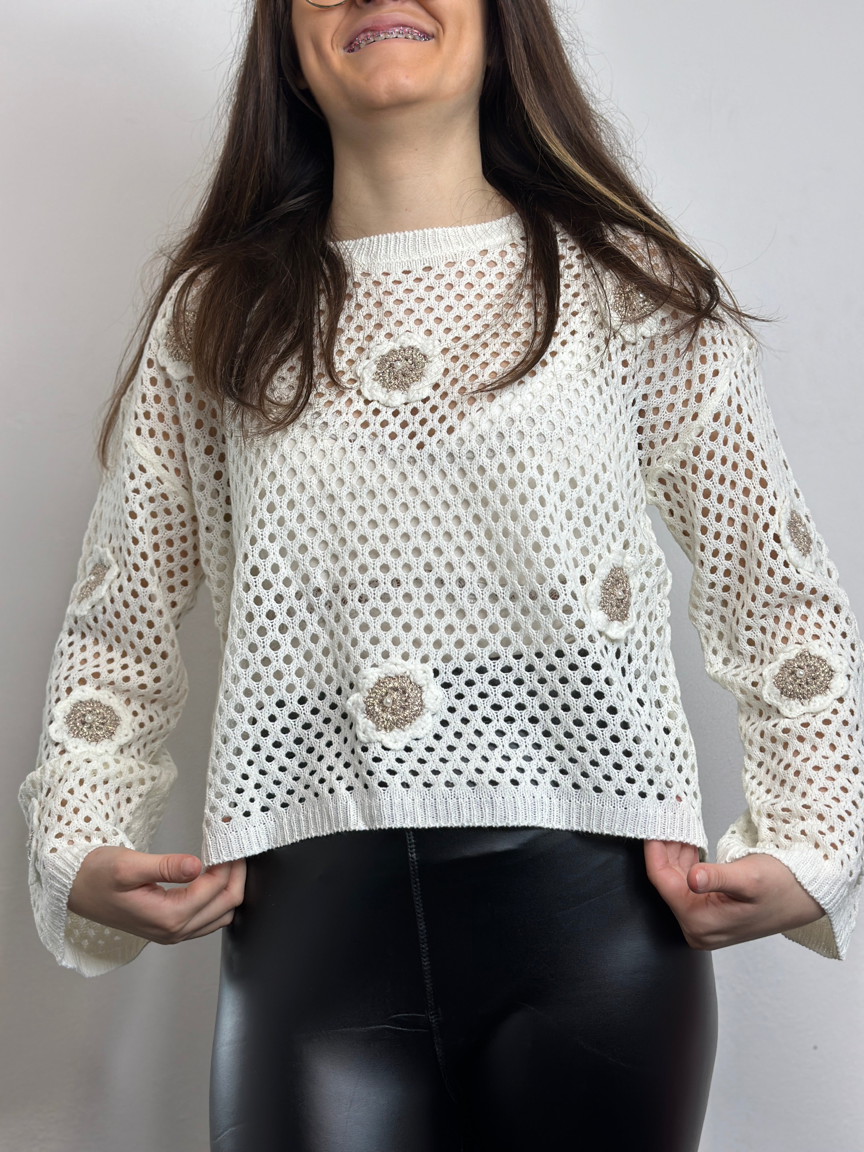 Maglia traforo bianca