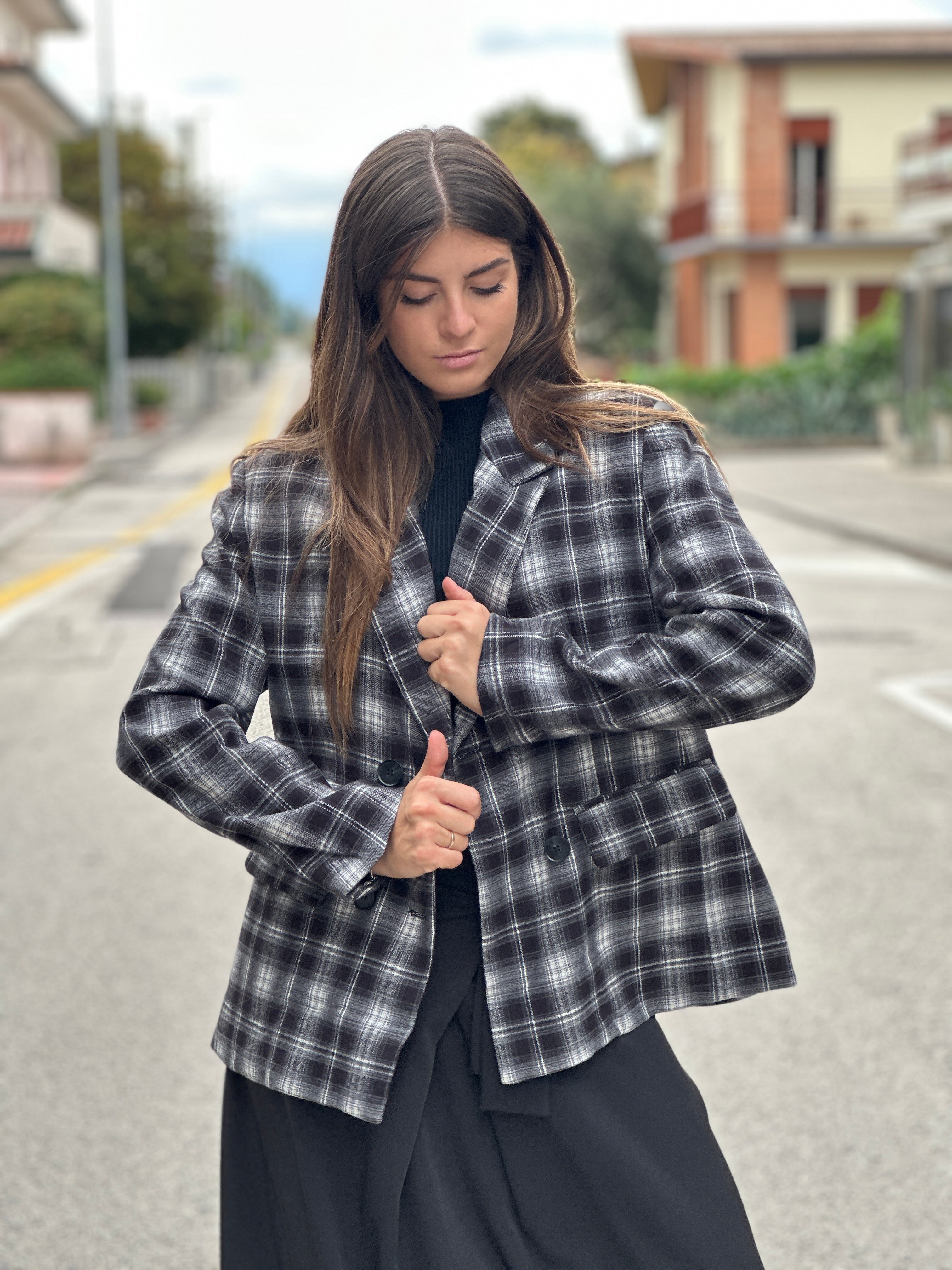 Giacca tartan nera