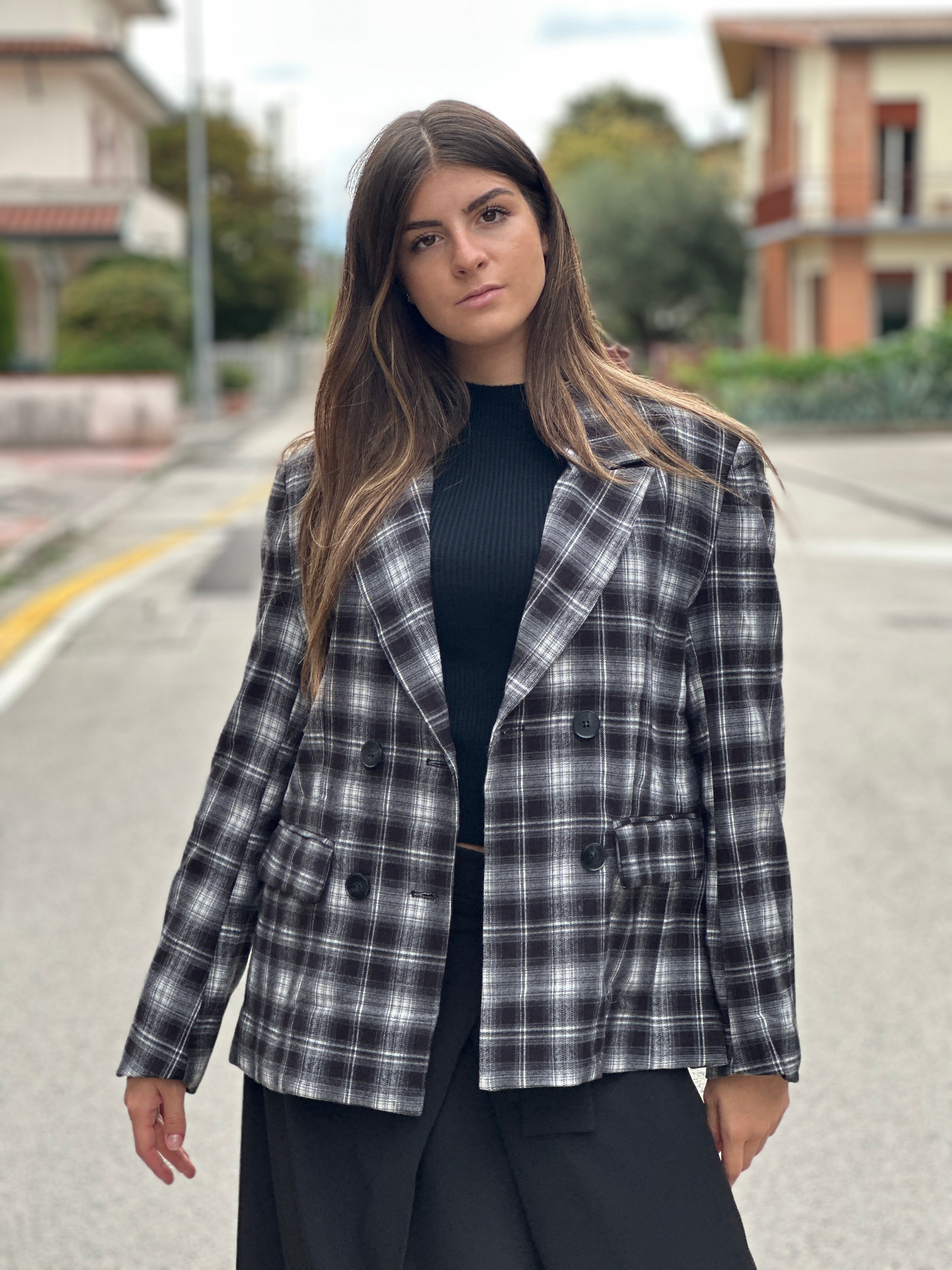 Giacca tartan nera