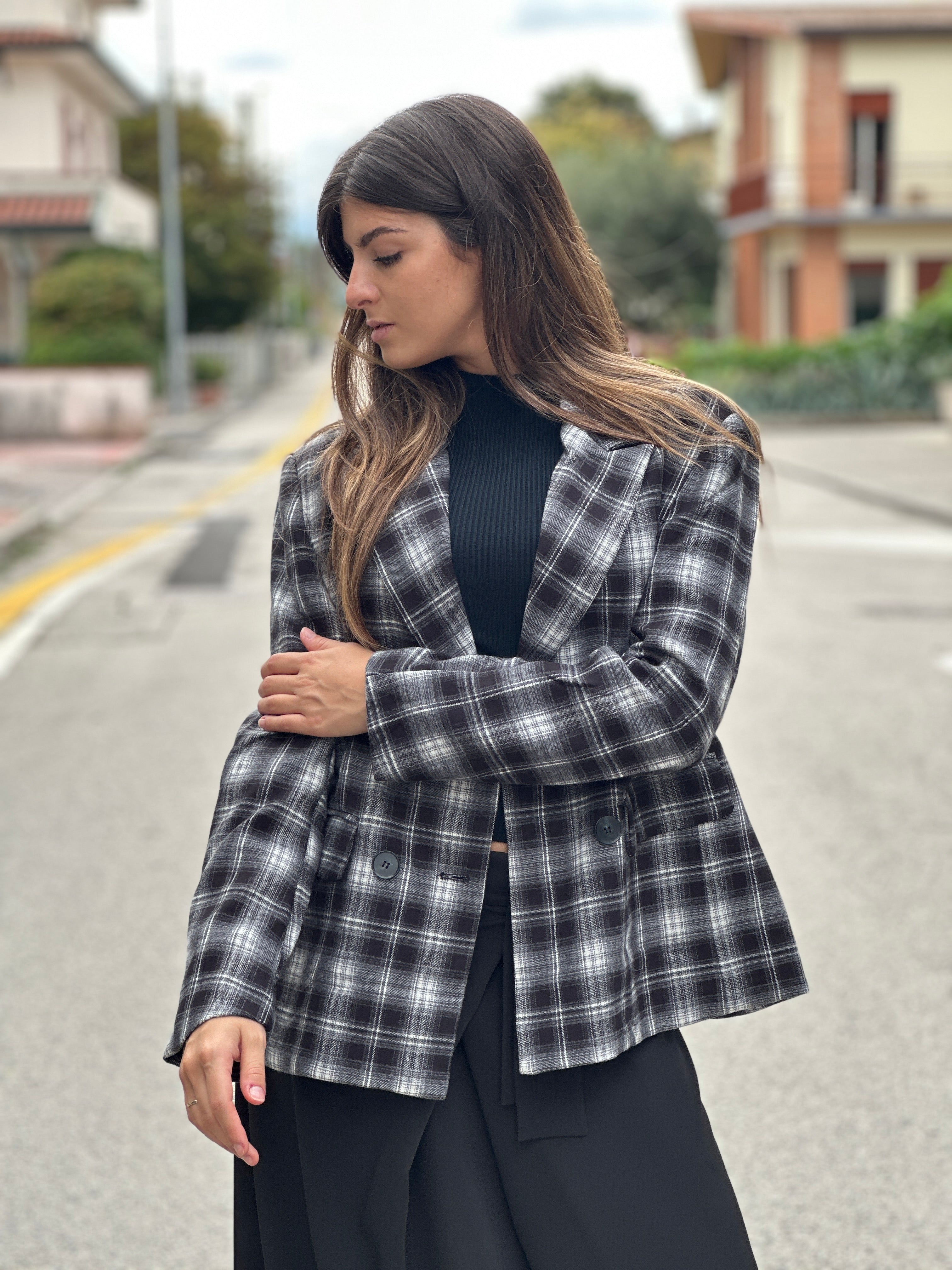 Giacca tartan nera