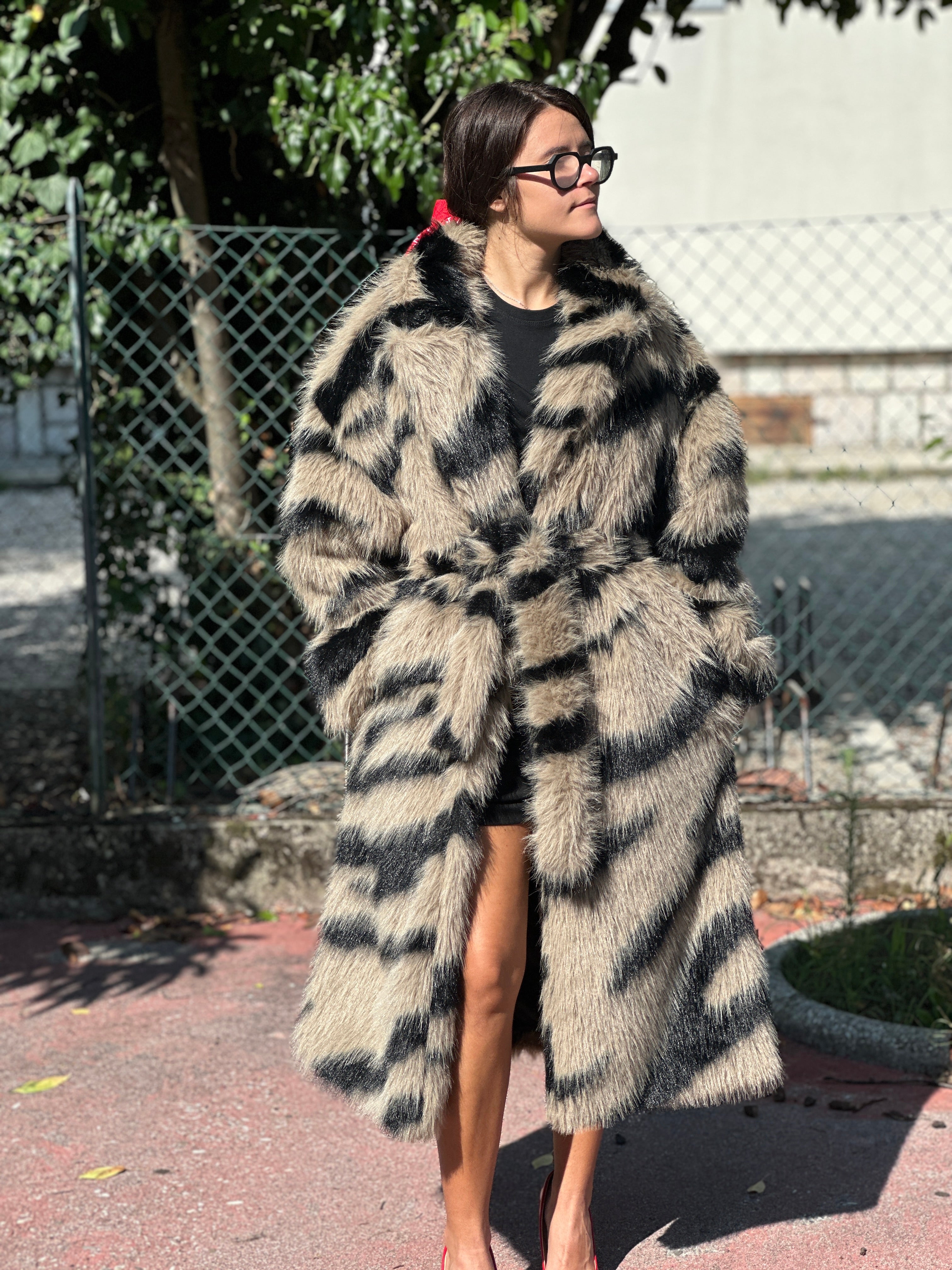 EcoPelliccia cappotto zebrata