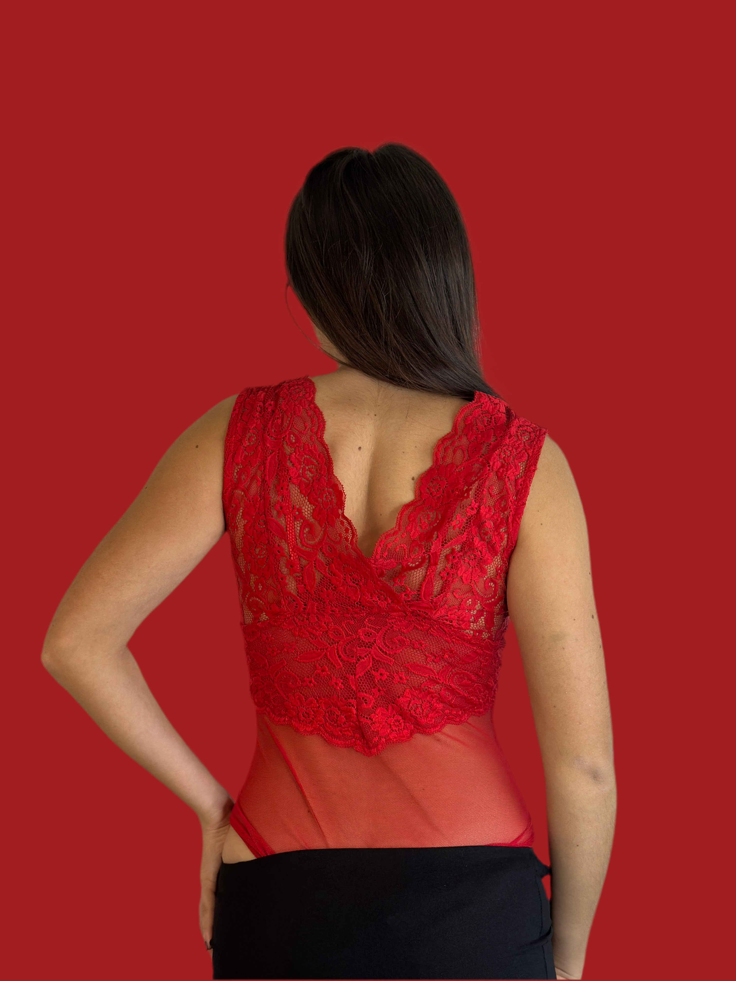 Body pizzo rosso