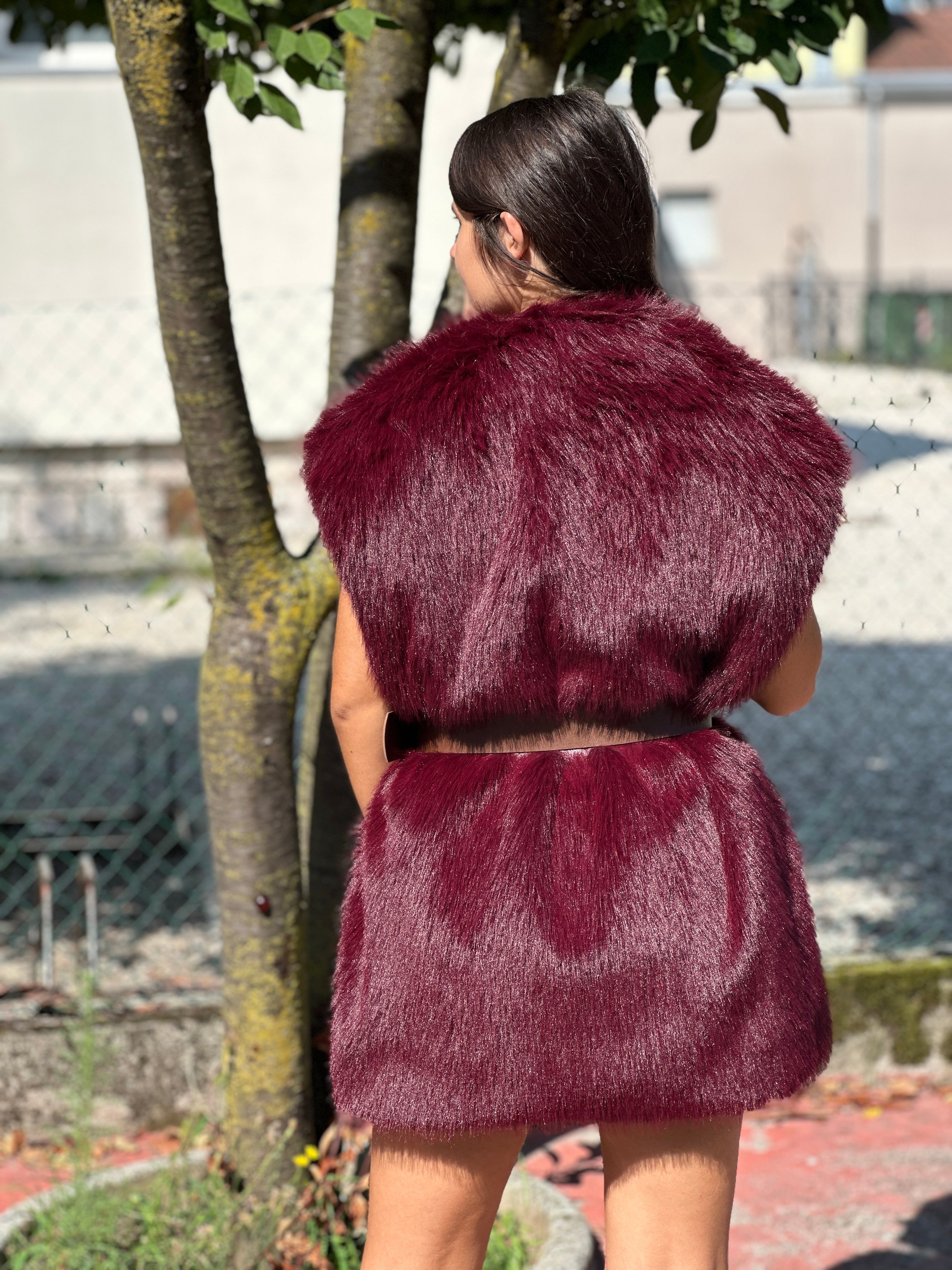 Gilet ecopelliccia bordeaux