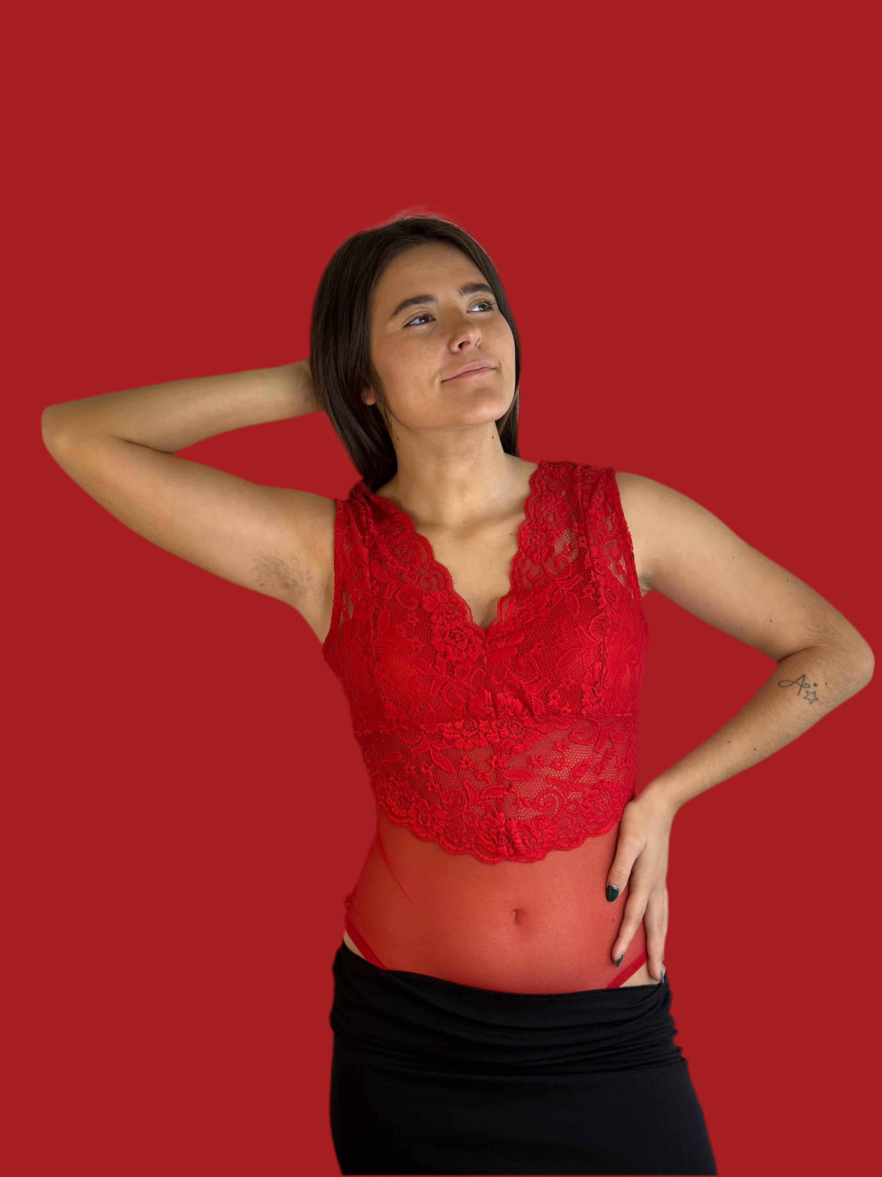 Body pizzo rosso