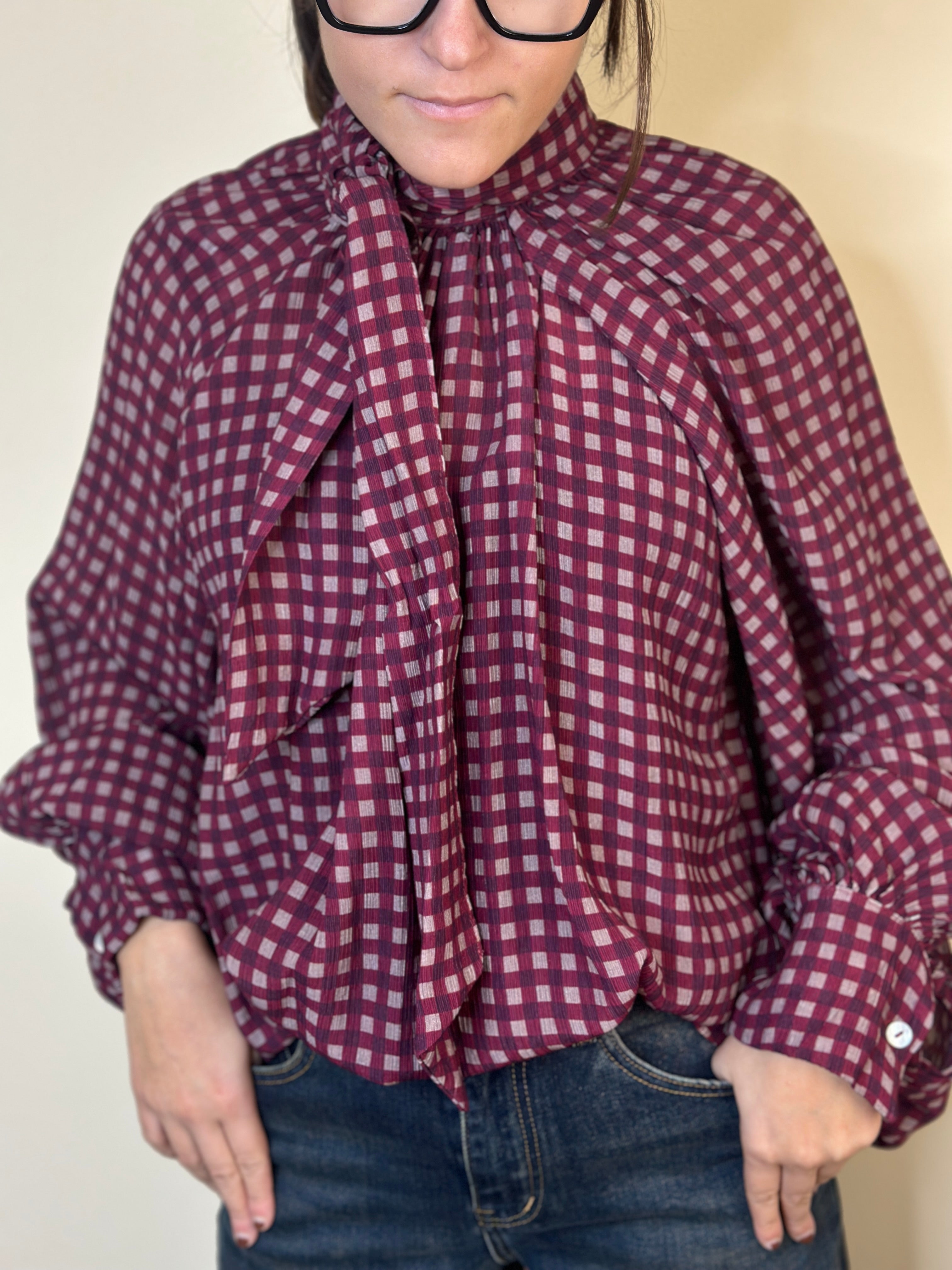 Camicia quadretti bordeaux