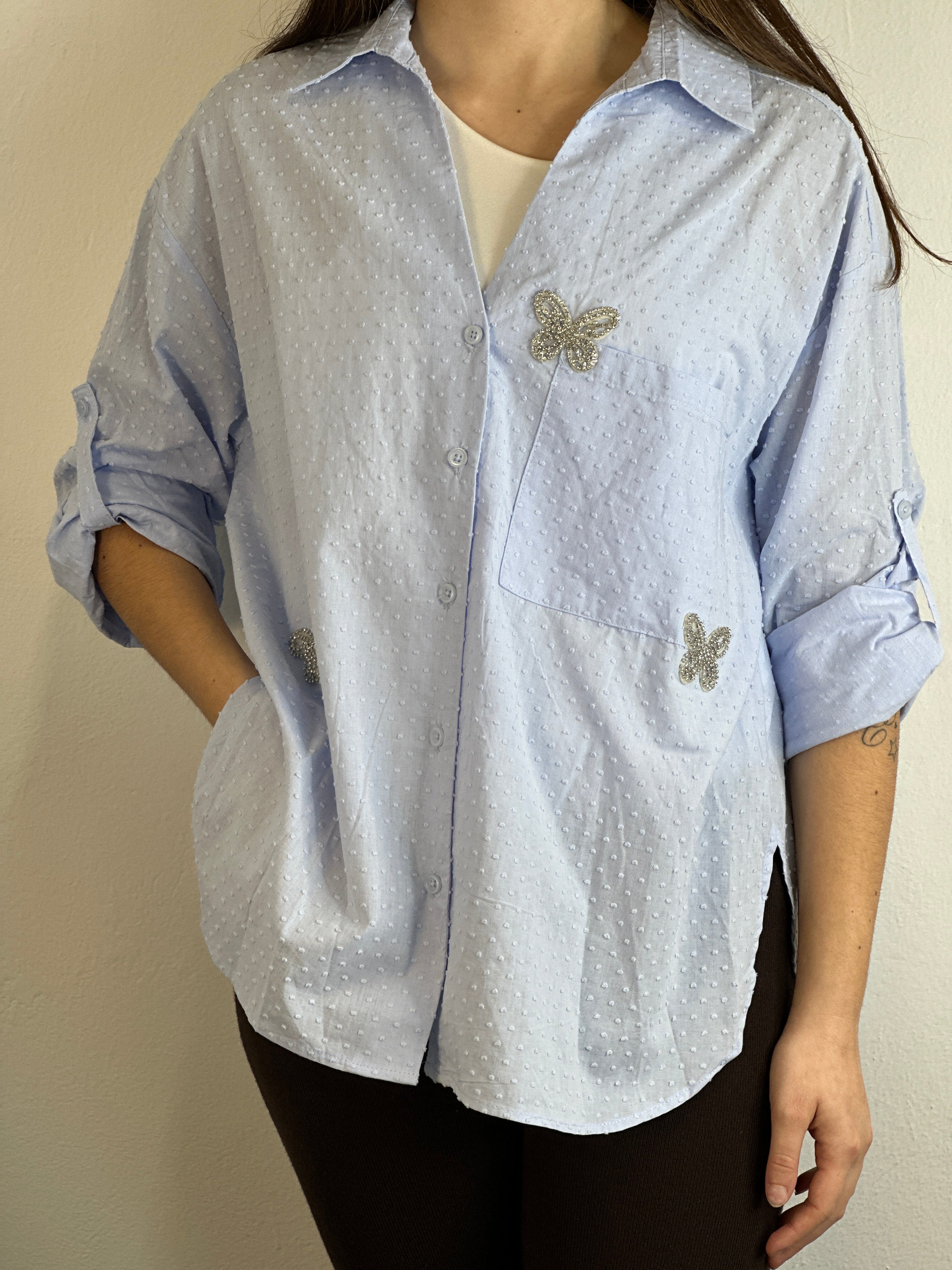 Camicia Farfalle azzurra