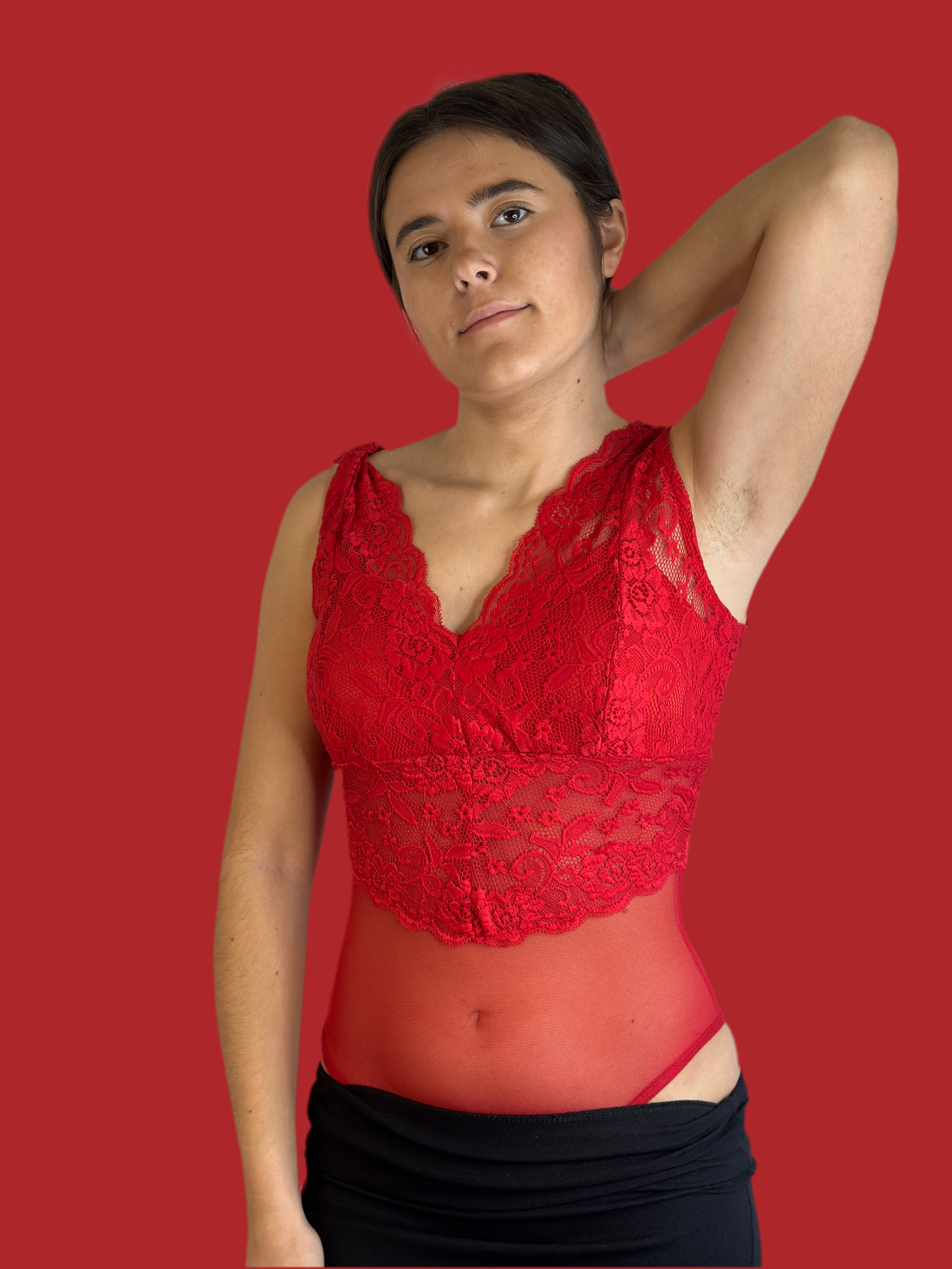 Body pizzo rosso