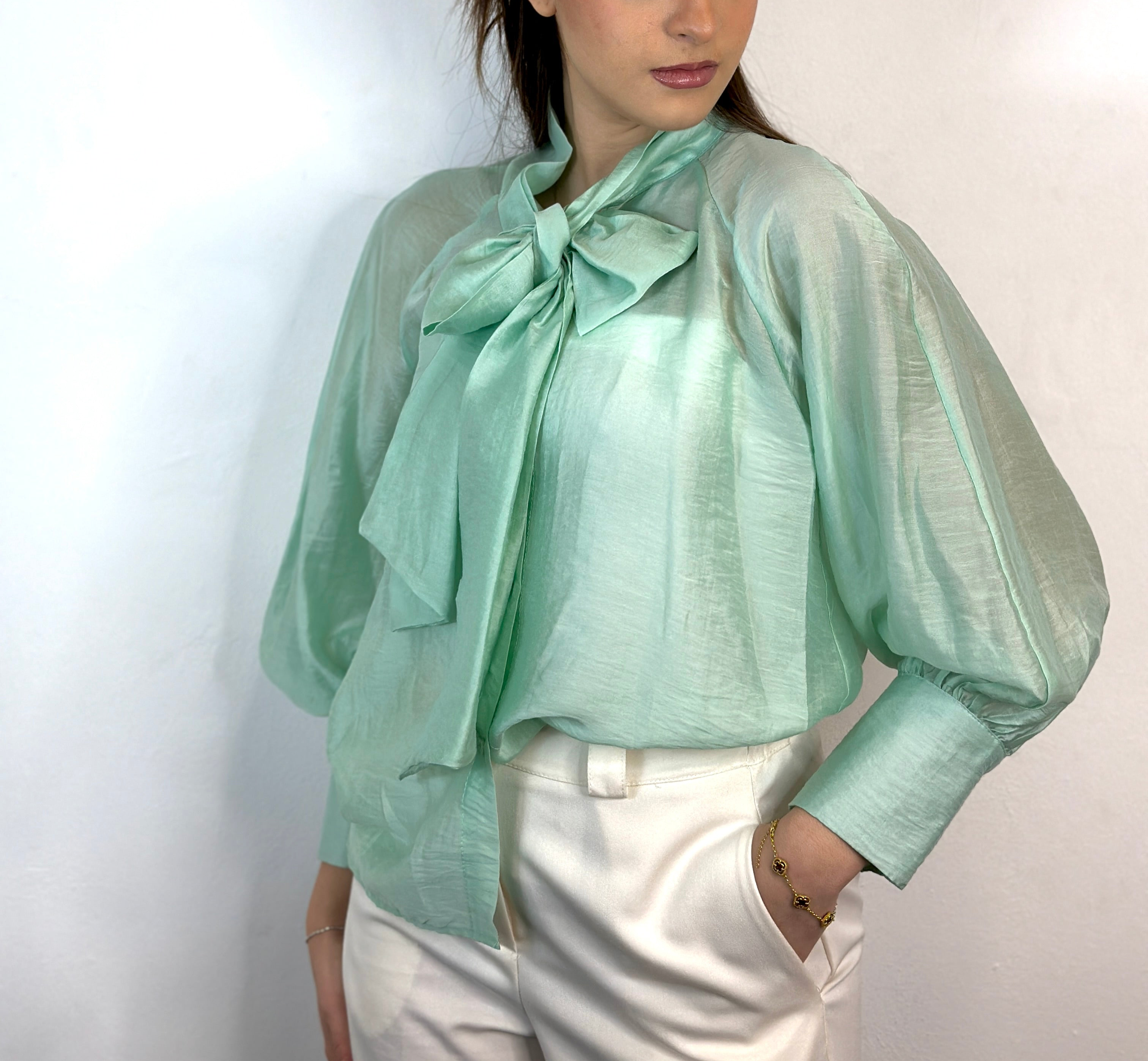 Camicia Ketty fiocco verde