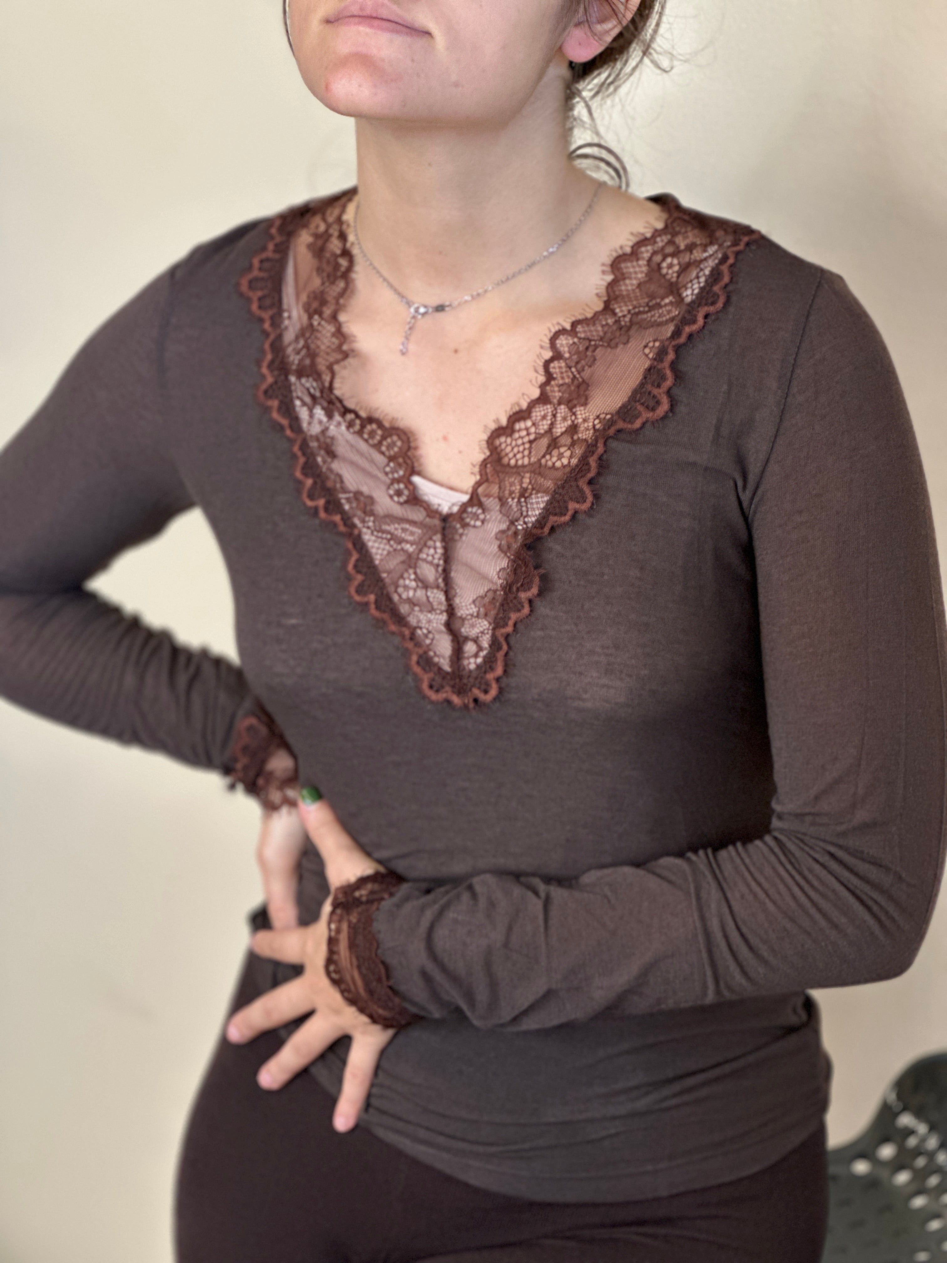 Maglia sottogiacca con pizzo