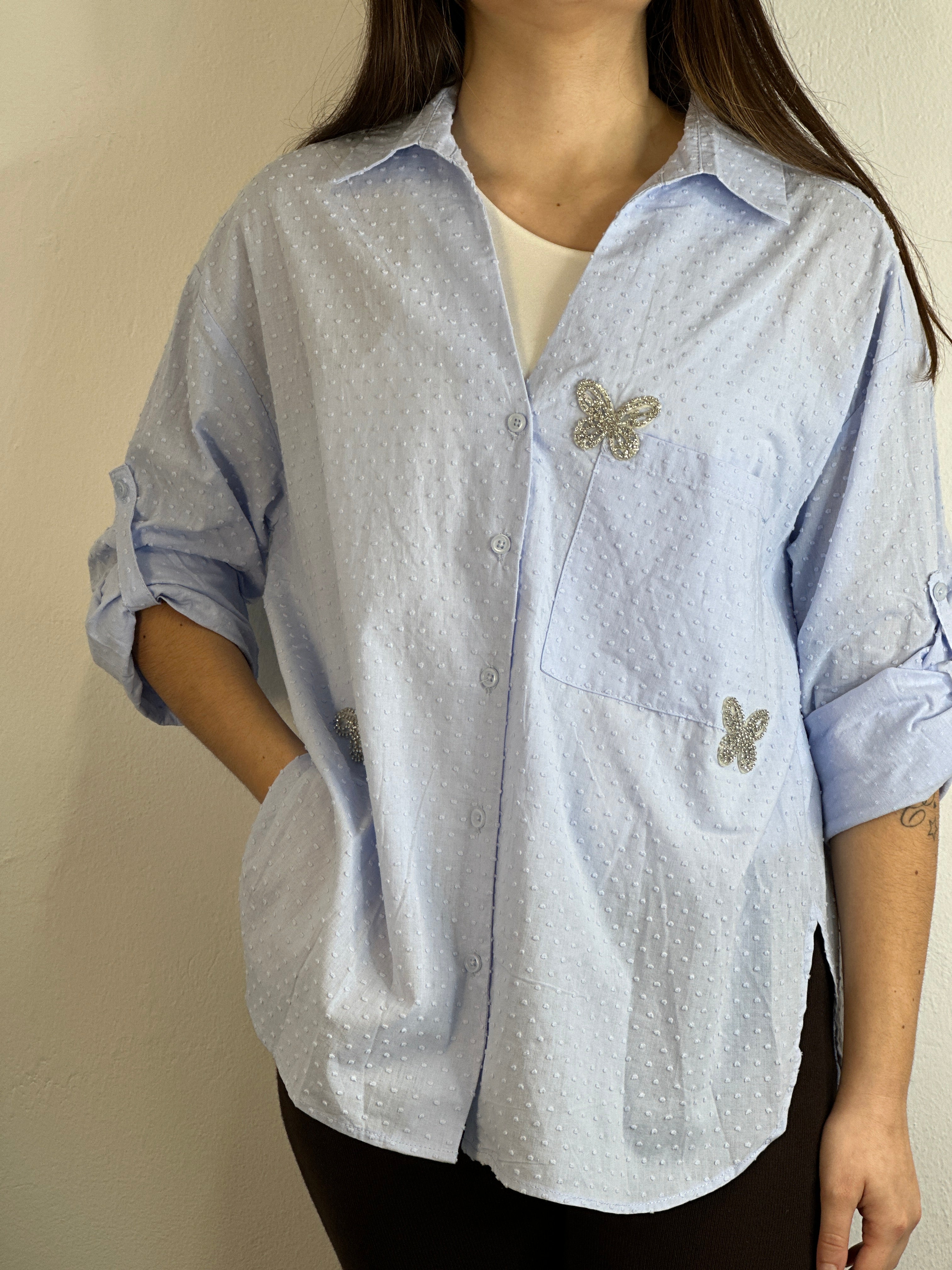 Camicia Farfalle azzurra